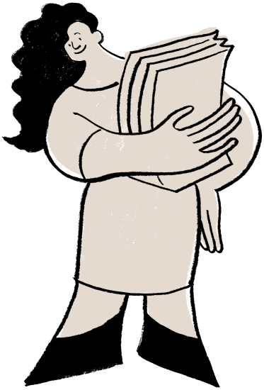 A woman holding an uneven stack of papers, symbolizing disorganization